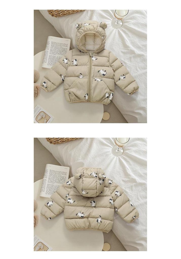 Kids' Cartoon Cotton Jacket with Ears - Short Style for Boys & Girls, Autumn/Winter Outerwear