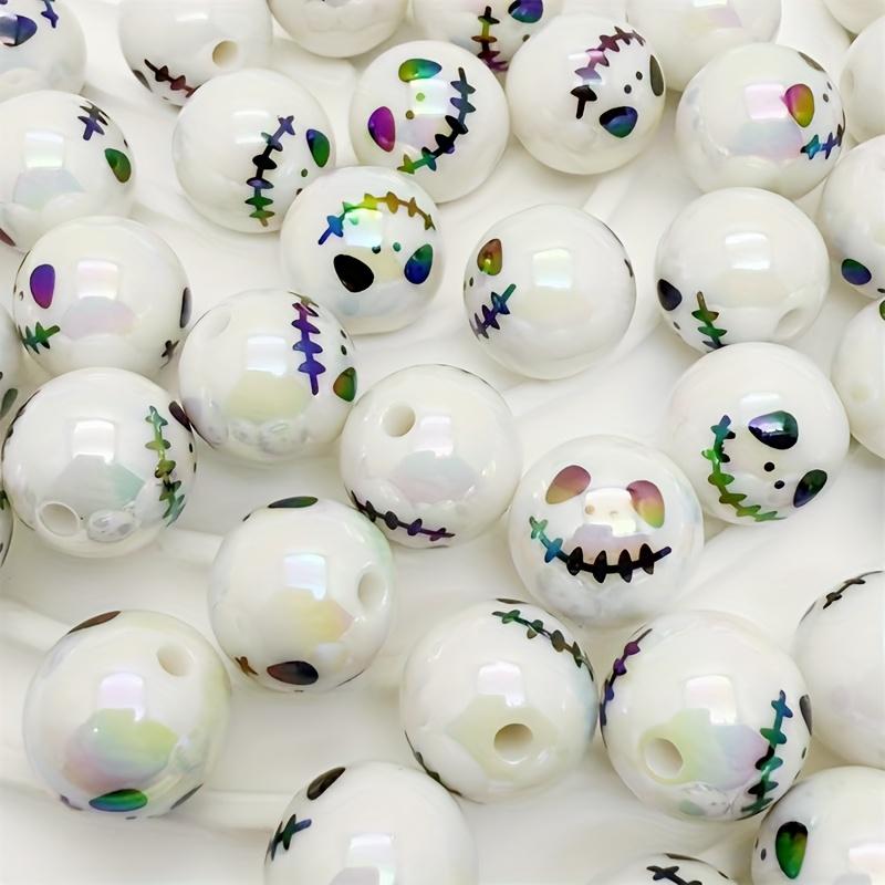 Acrylic UV Printed Beads, Round & Square, for Halloween Layered Tray Farmhouse Decor, DIY Crafts, Ghost Party Decorations