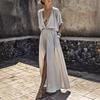 European Style Deep V Mid-Sleeve Split Dress - New Fashion Bestseller