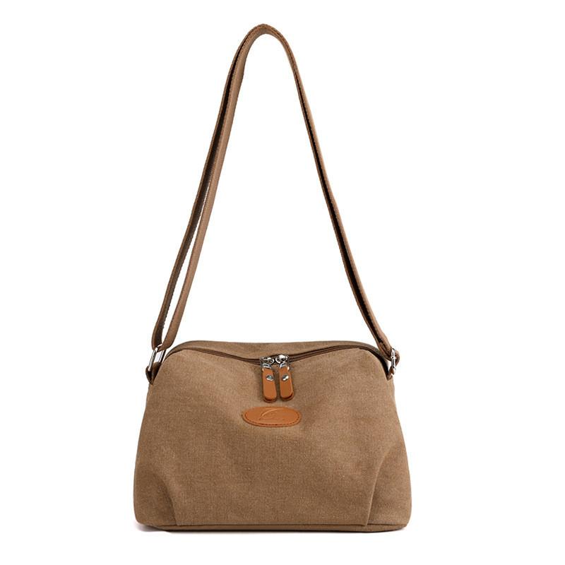 Canvas Shoulder Bag For Women With Zipper Pockets For Daily Use