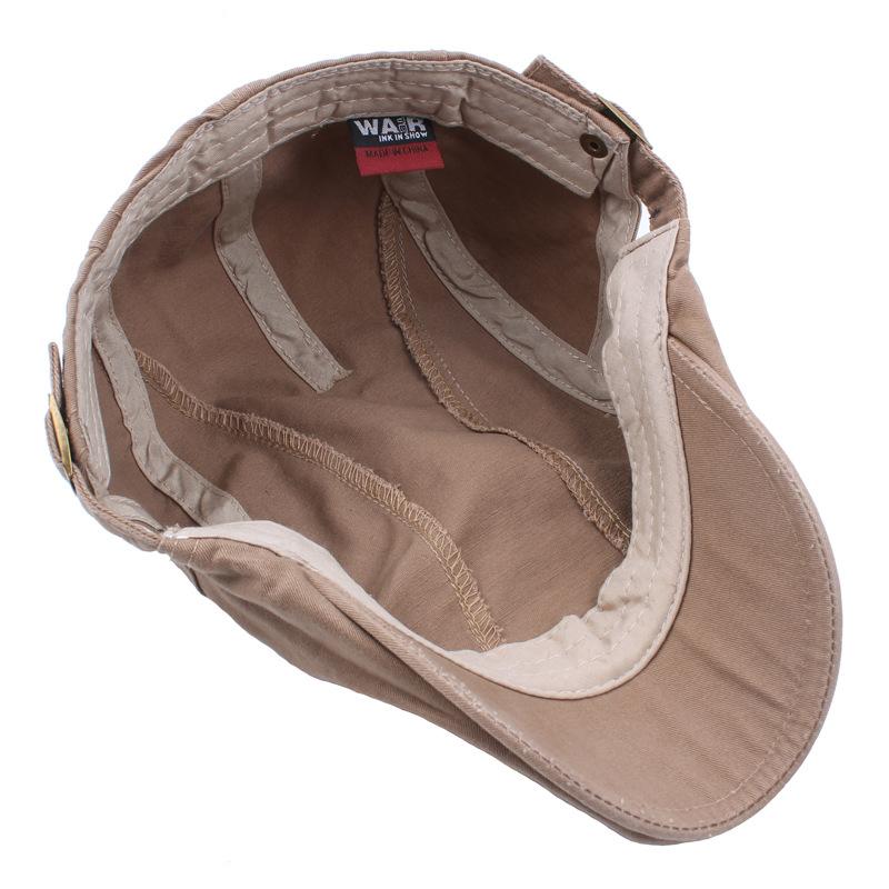 Twill Forward Hat Men'S Washed Cotton Solid Color British Cap Beret Women'S Season Outdoor Sun Hat