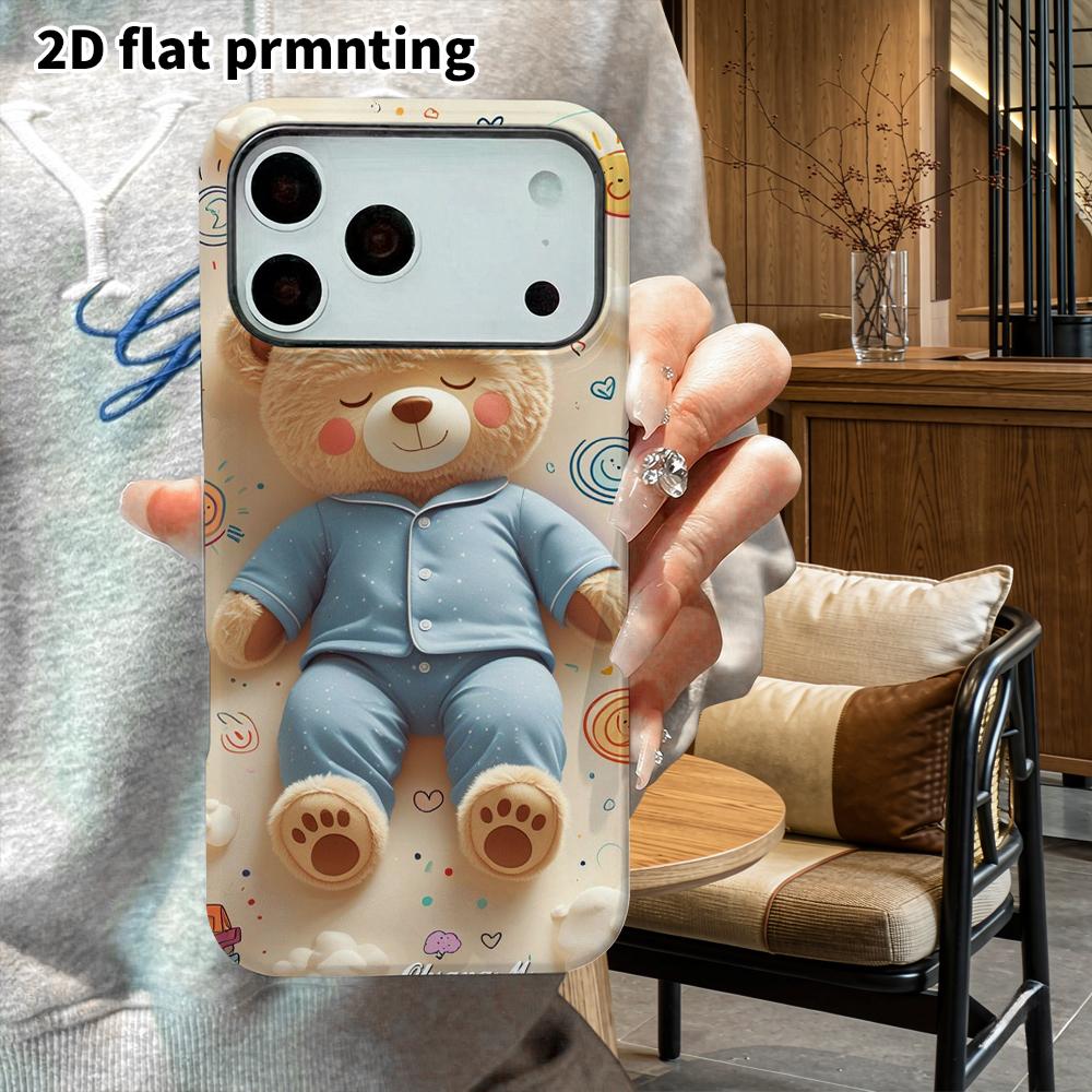 Phone Case: 2D Flat Suitable for iPhone 18 17 16 15 14 13 Pro Film Protective Case, Couple Style, Light Brown Bear, Christmas and Halloween Gift