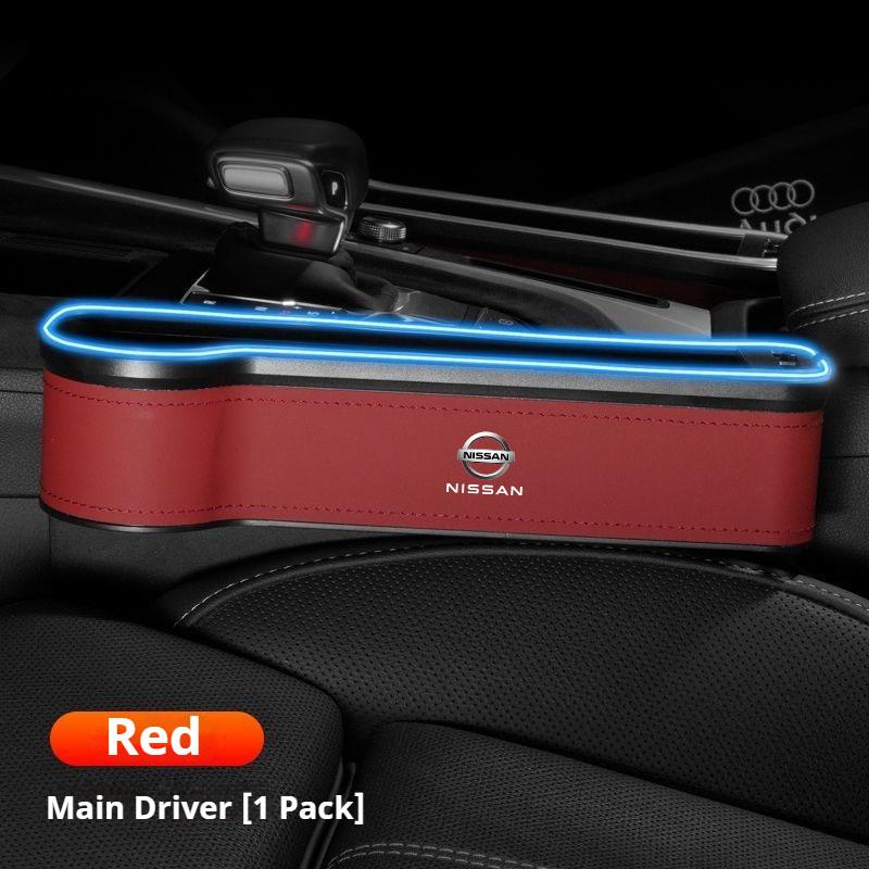 Nissan Nismo Qashqai Juke X-Trail Patrol Note Leaf Altima Maxima Micra DMurano Tiida Rogue Teana Pulsar Car Seat Slot Storage Box