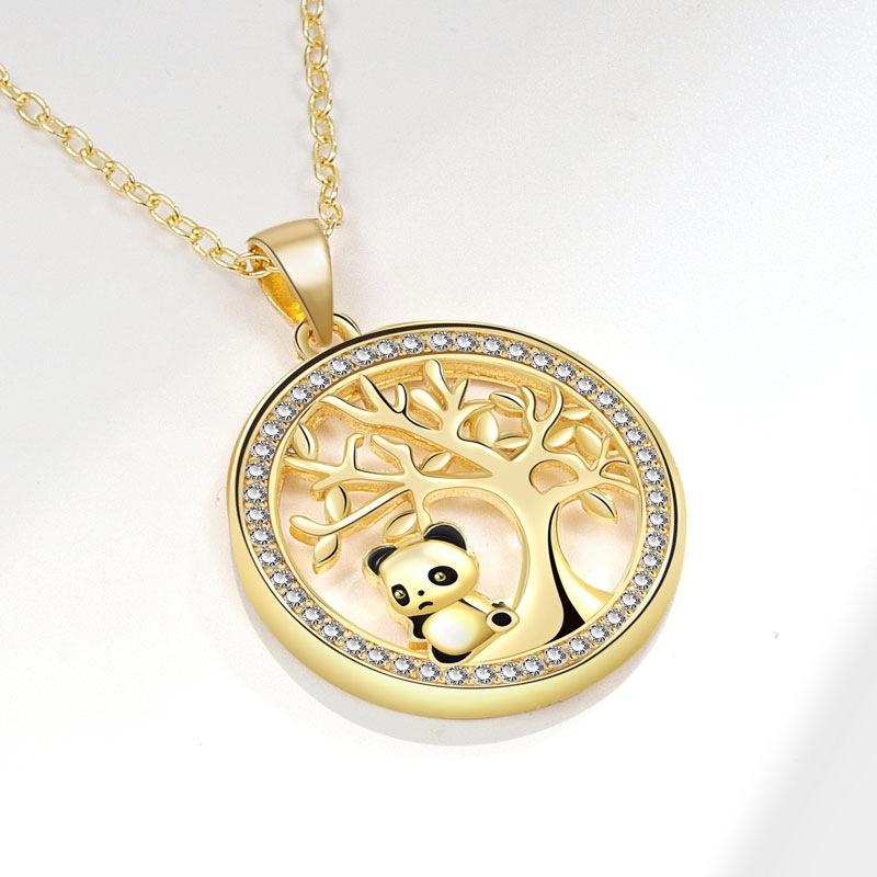 Ladies Elegant Cute Chinese Panda Pendant Necklaces one size золотой