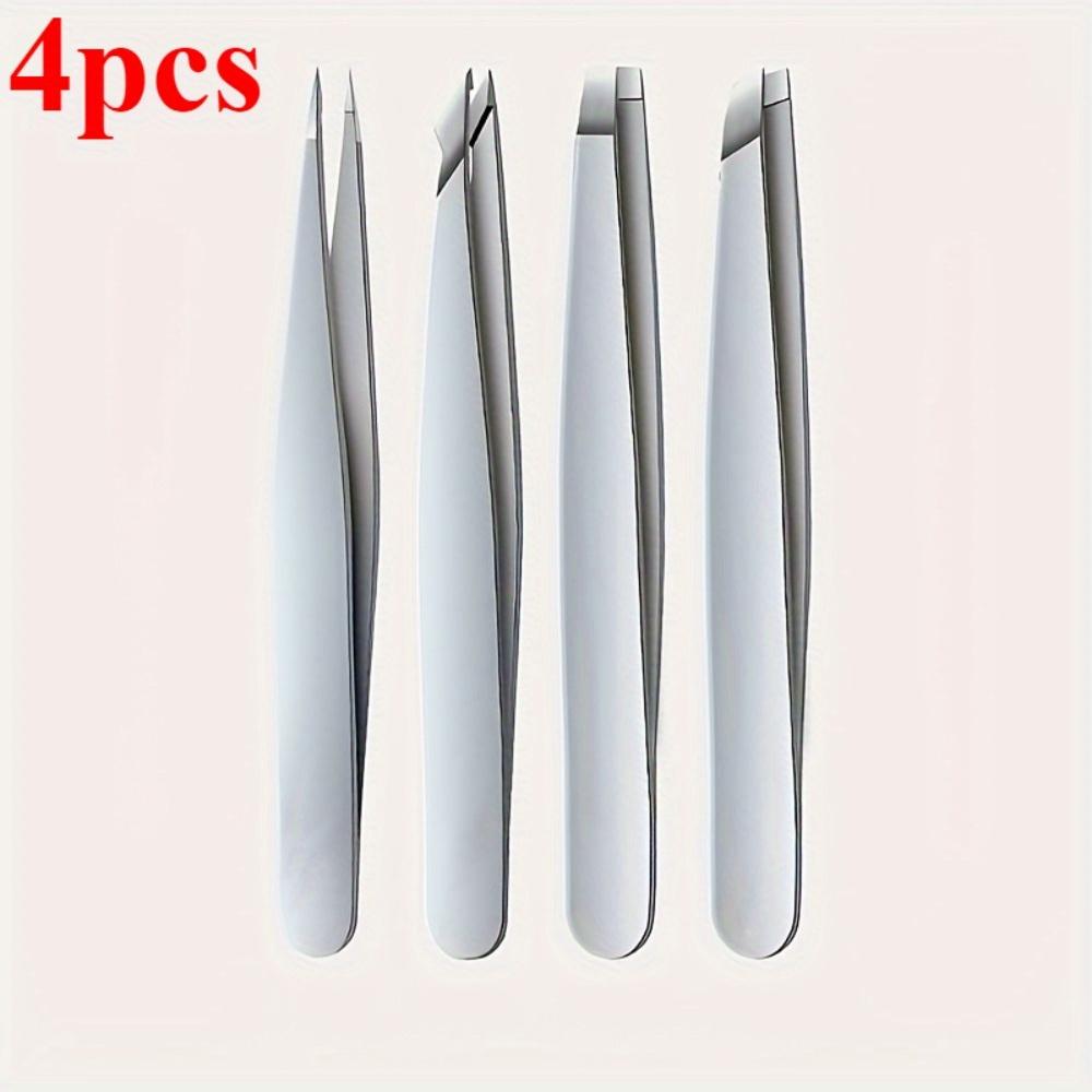 4pcs Professional Tweezers Set. For eyebrows, pruning & ingrown hairs with storage bag. Unisex.