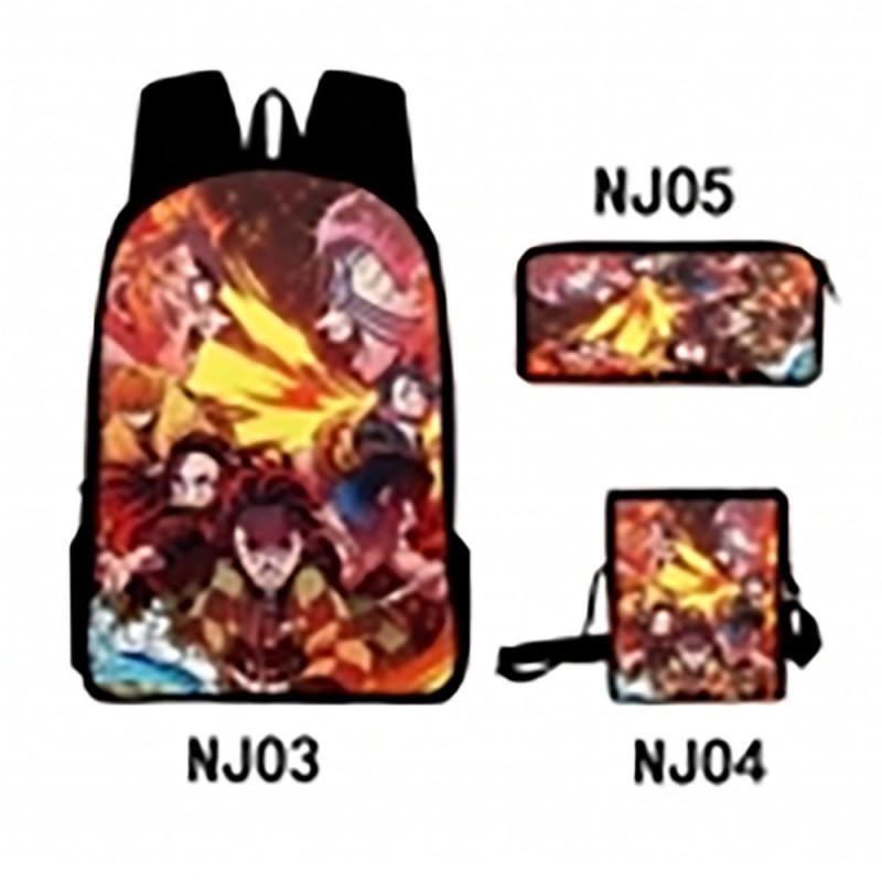 Demon Slayer Kimetsu No Yaiba Backpack Set With Breathable Polyester For School And Travel