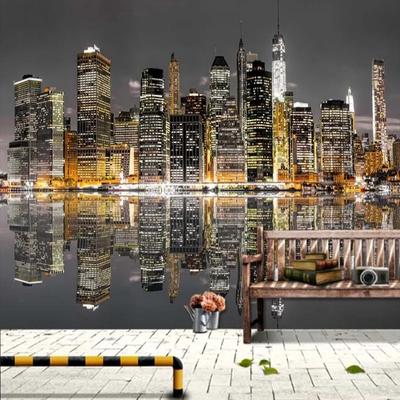 3d Photo Wallpaper Building Architecture Night Landscape Mural Restaurant Cafe Clubs Ktv Bar Mural