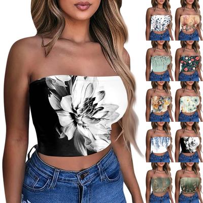 Crop Tops For Women Sexy Cami Tank Summer Tube Sleeveless Printed Camisole Shirt Vest