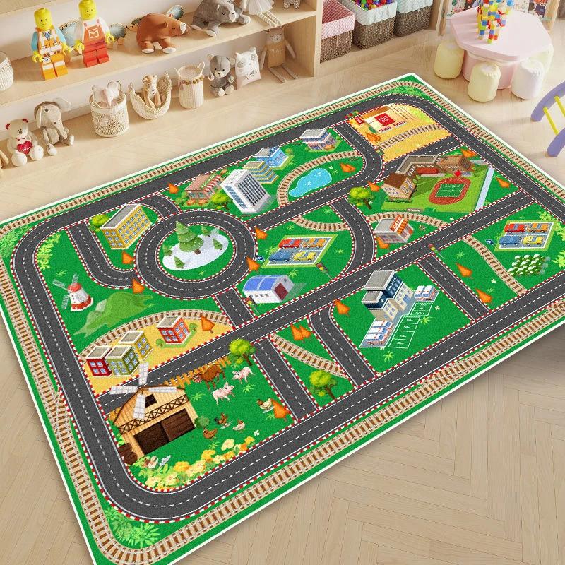 Cartoon Road Play Carpet Living Room Children's Bedroom Decoration Floor Rug 160X230CM Flannel Mat Soft Tatami Carpets Non-slip