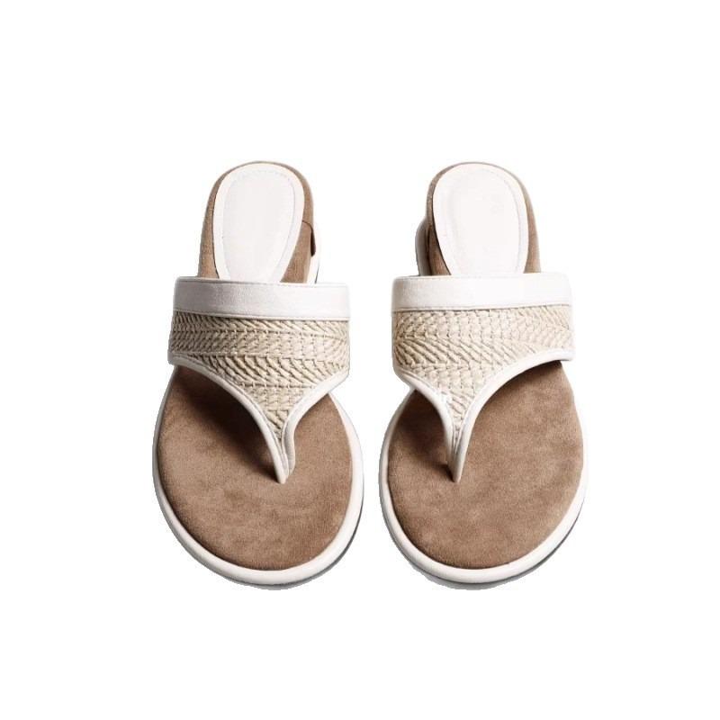 

Новый стиль женской обуви Мягкая подошва Клиновидный каблук Шлепанцы 40 бежевый