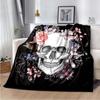 Skull Horror Throw Blanket Fleece Warm Cozy Soft Blanket for Couch Bed Colorfast Anti-Static Machine Wash  Blankets for Beds