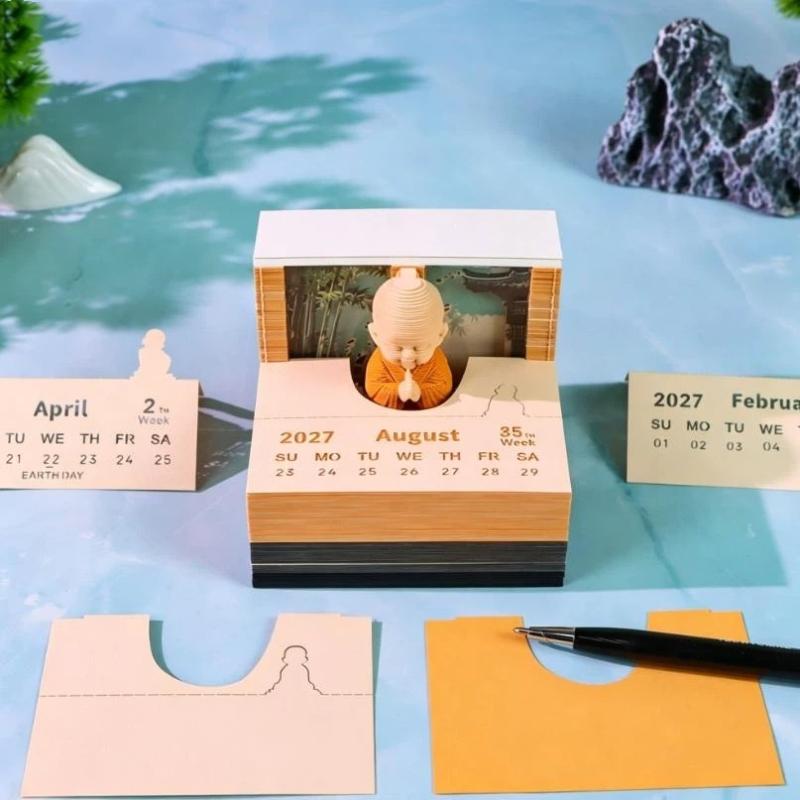 Chic 2027 Desk Calendar Integrated LED Light and Tear-away Display for Elegant Interiors