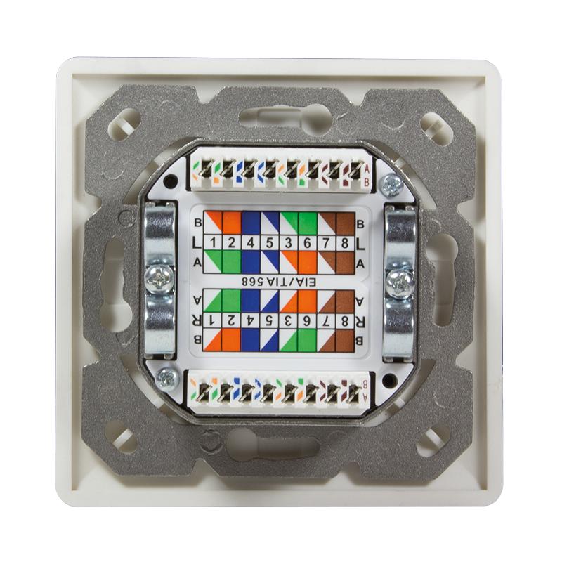 RJ45 LogiLink Cat.6 UP network socket, shielded PoE++, horizontal, flush-mounted
