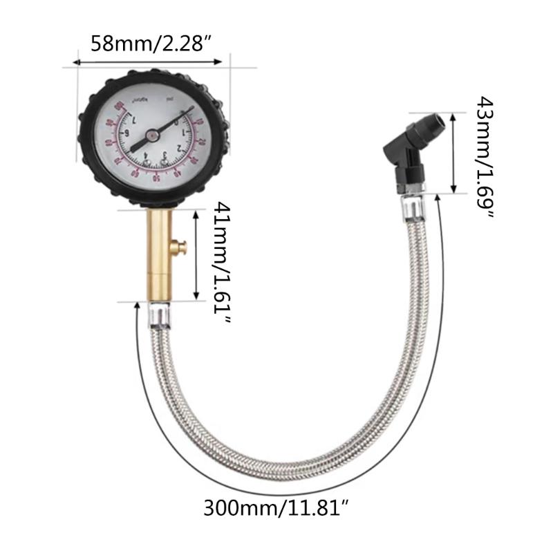 Long Tube Tire Pressure Gauge Meter High-precision Tyre Air Pressure Tester Manometer for Car Truck Motorcycle Universal