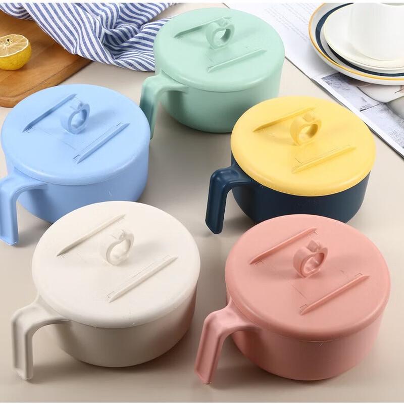 ZISIZ Wheat Straw Instant Noodle Bowl Set (Pack of 4) with Cutlery