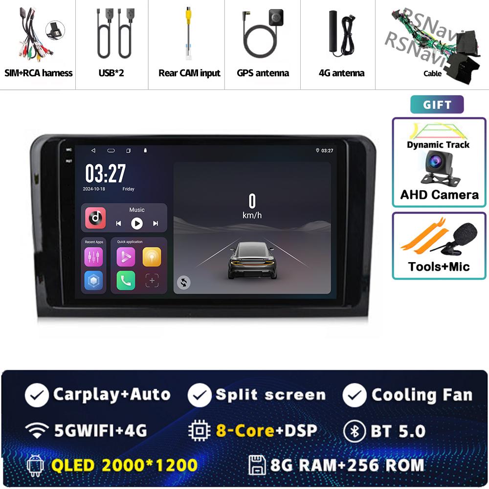 9" Android 14 Carplay Car Radio For Mercedes Benz M-Class W164 GL-Class X164 ML GL Multimedia Video Player GPS Stereo 2Din Auto