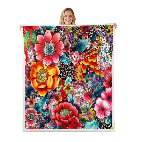 Retro Paisley Pattern Blanket Bohemian Soft Flannel Throw Blanket Decorative Washable Cozy Blanket for Couch Bed Sofa