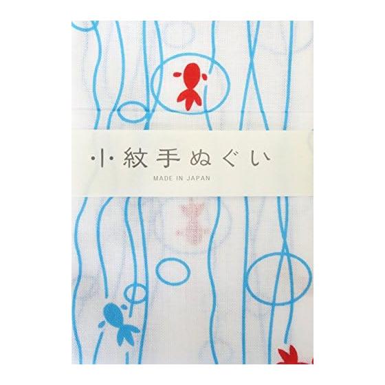 Miyamoto Japanese Tenugui Towel, Komon Pattern, Izumi Koubai Ryukin Goldfish, Blue, Approx. 33x90cm
