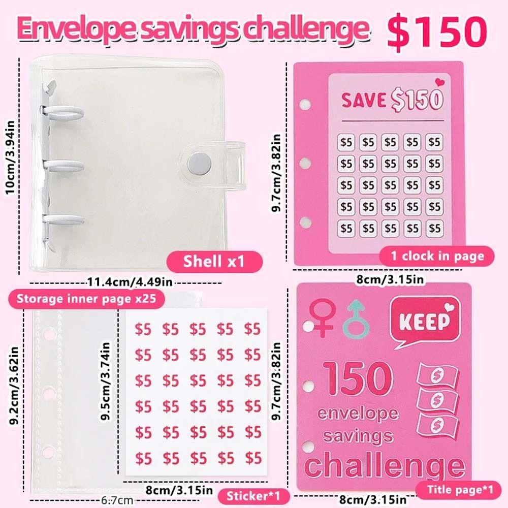 $150/300/500/1000 Money Saving Binder Cash Budget Storage Book Mini Budget Binder Save Money