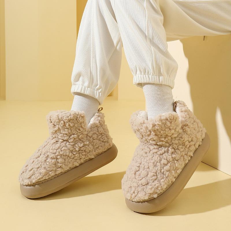 Cotton Slippers Women's Winter Indoor Home Household Non-slip Thick-soled Thermal Bag and Cotton Shoes Men