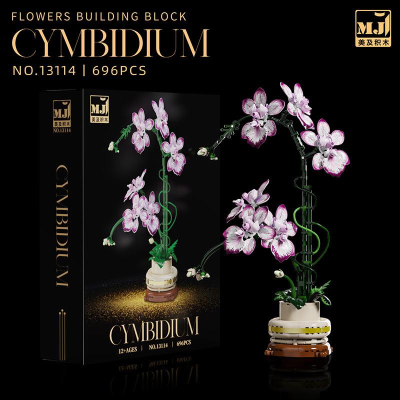 Phalaenopsis Building Blocks Orchid Eternal Flower Plant Cymbidium Model Assembled Brick Ornaments Toys For Home Decoration