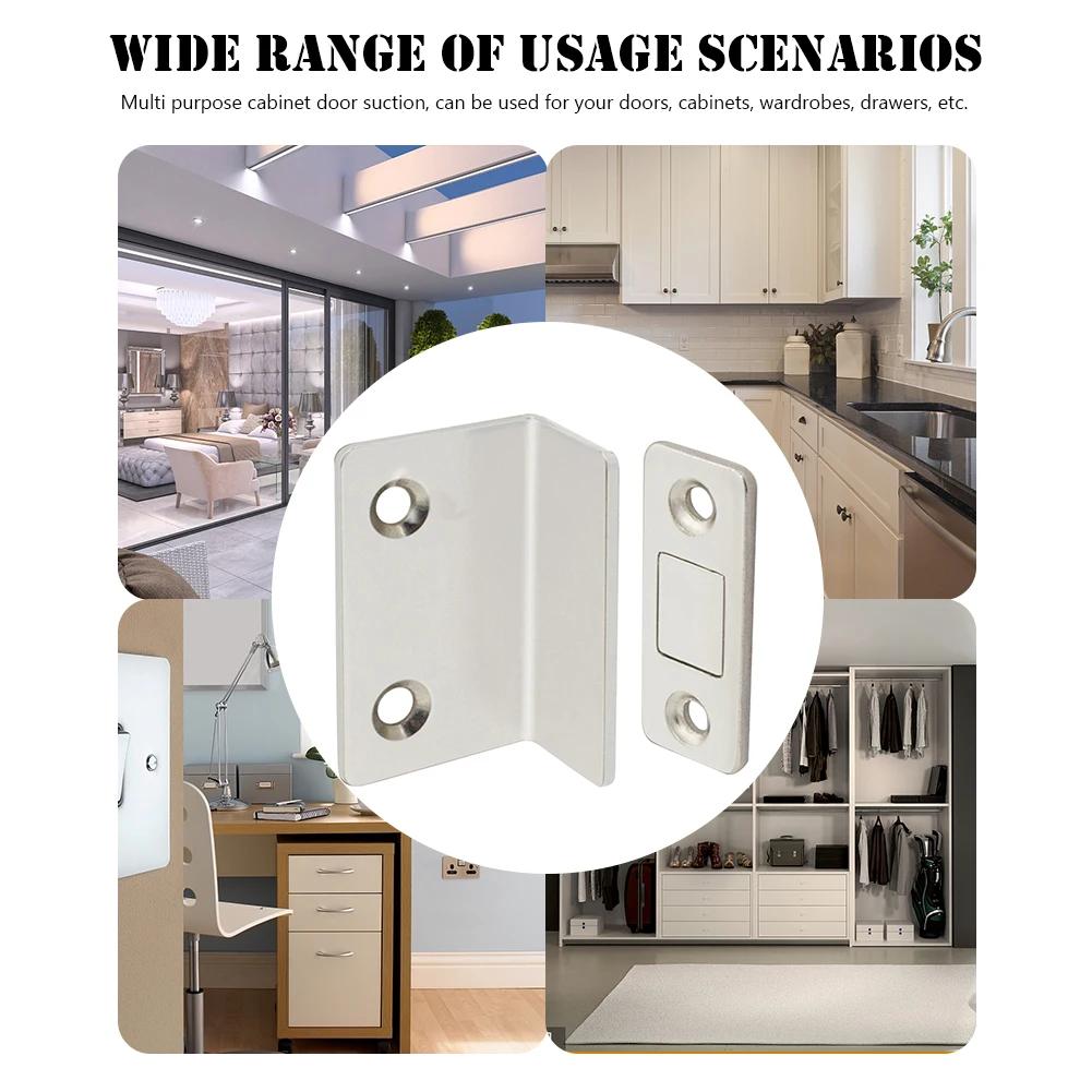 Strong Magnetic Cabinet Catches Punch Free Door Stopper Magnetic L-shaped Hidden Door Closer Home Improvement Furniture Hardware