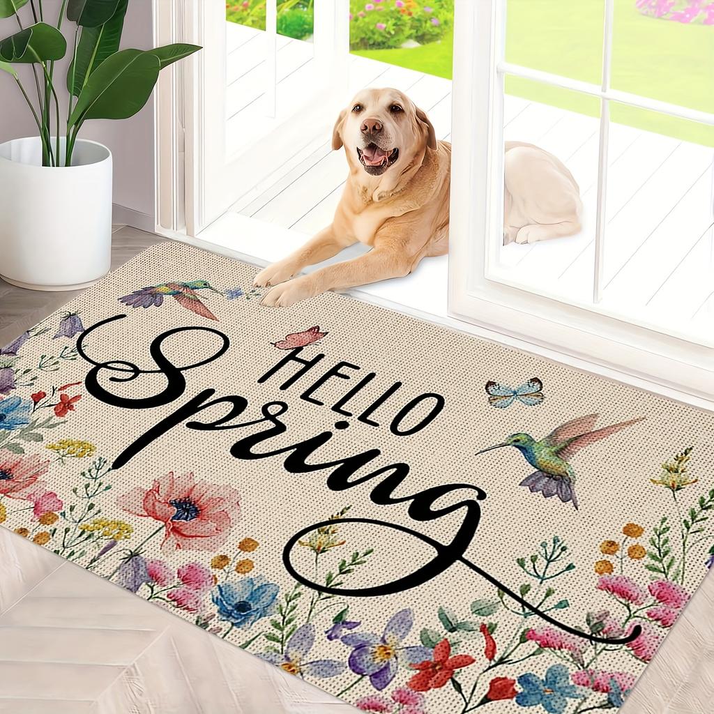1Pcs Anti Fatigue Kitchen Rugs Bird ColorfulFlowers Print Waterproof Non-Slip Thick Cushioned Kitchen Mat Heavy Duty Comfort Standing Mat for Kitchen