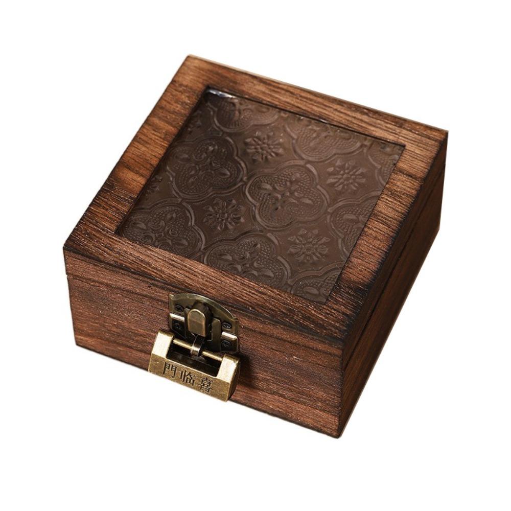 With Lock Wooden Jewelry Storage Box Portable Treasure Decorative Box  Home Decoration