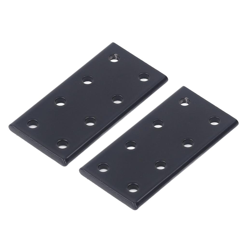 2Pcs 8 Hole Joint Board Aluminum Alloy Rectangle Joining Plate for Table Bed Black