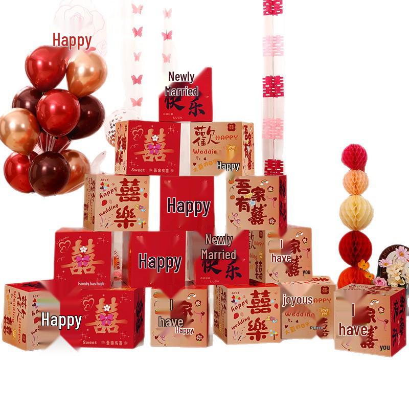 Honeymoon Room Décor Set: Bride & Groom's 3D Double Happiness Display and Photo Collection