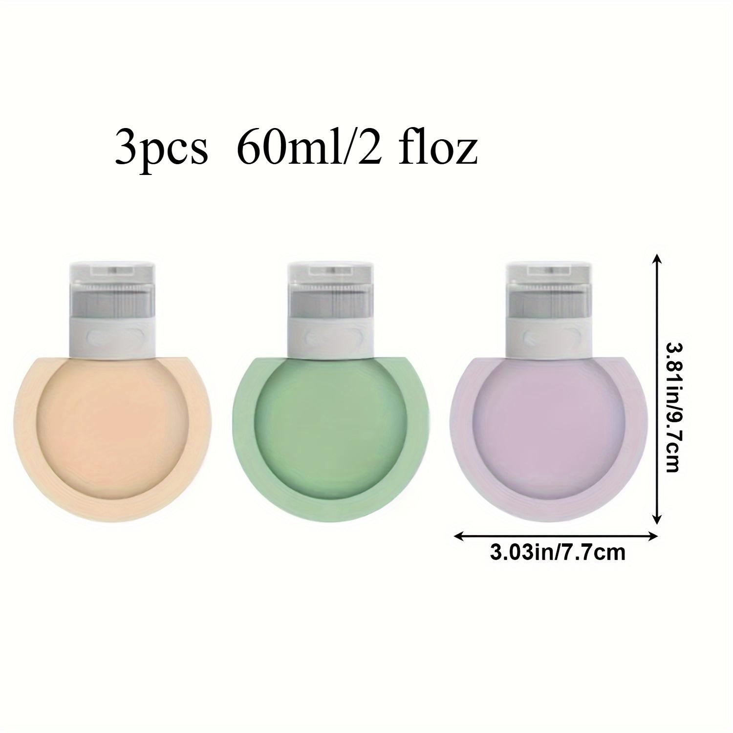 

3 шт. 60 мл/2 жидк. унц. Дорожные силиконовые бутылочки, Портативные, Герметичные, Многоразовые маленькие контейнеры, Без отдушек, Многоразовые, Подходят для шампуня