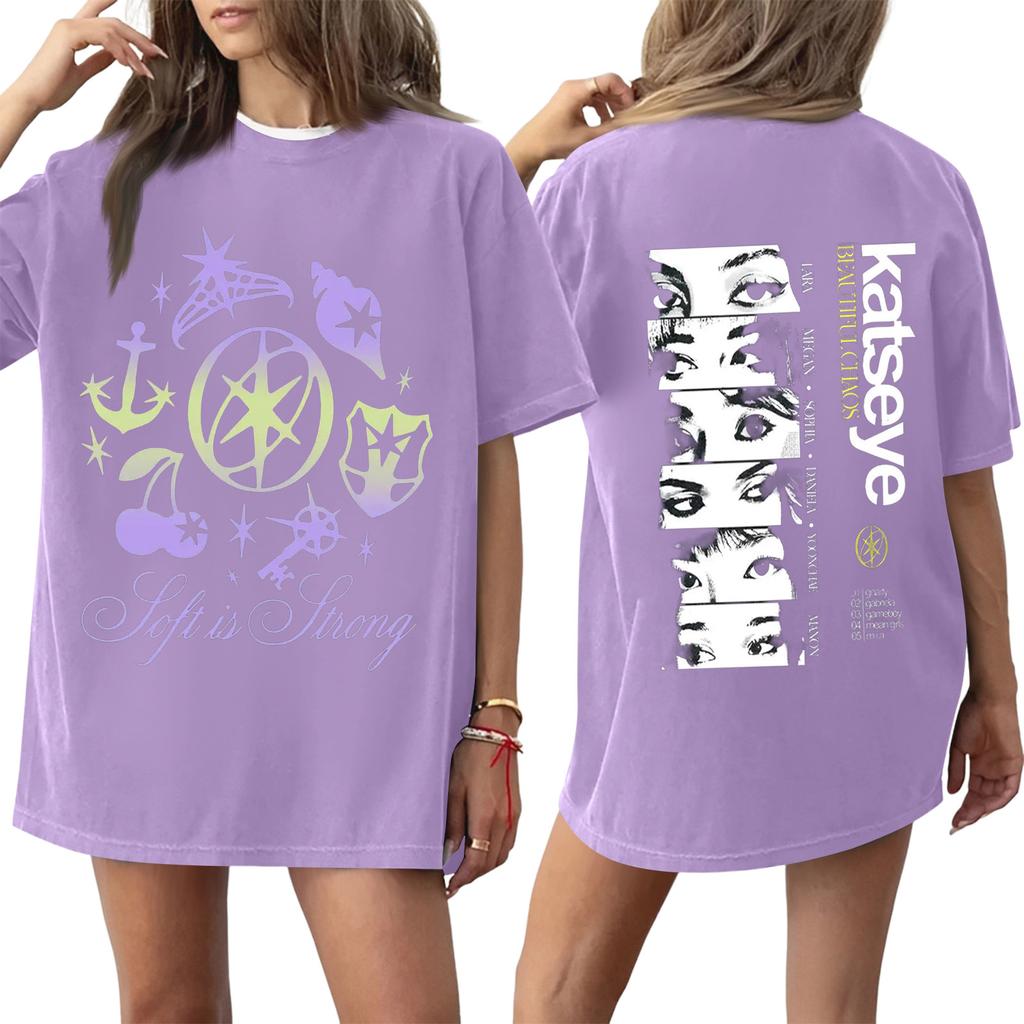 Dam T-shirt med tryck och rund hals och korta ärmar