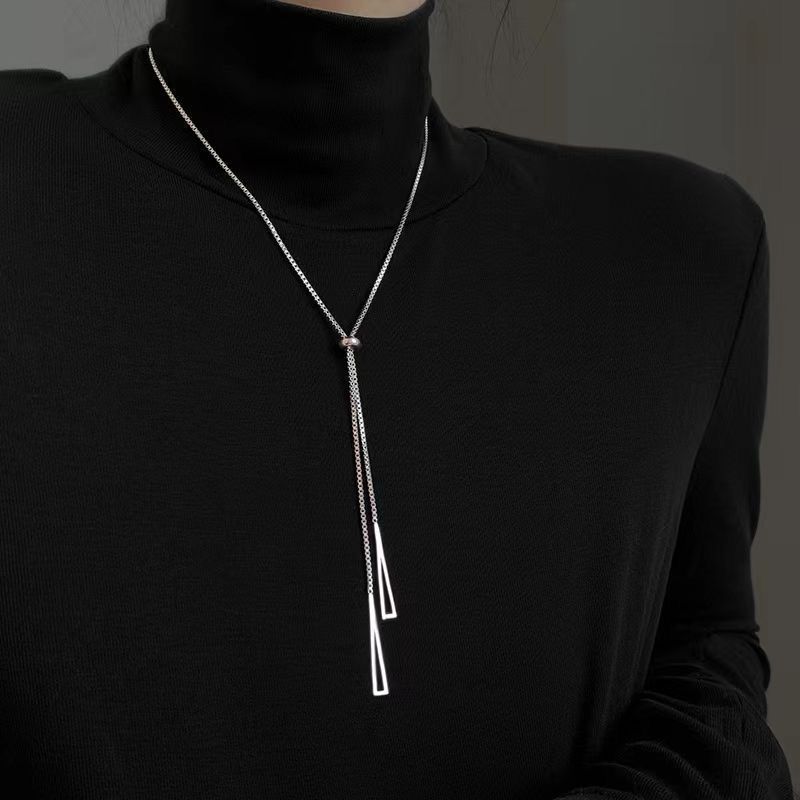 Серебряная круглая бусина холодный ветер цепочка для свитера женская длинная нишевый дизайн цепочка для свитера ожерелье ветер