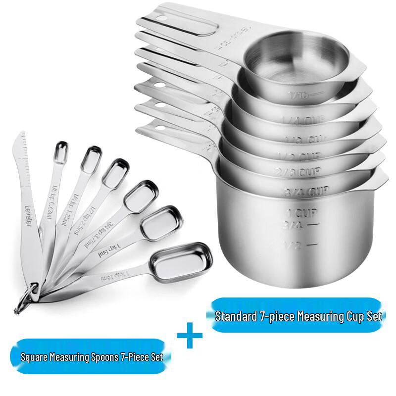 MDNG 14-Piece Stainless Steel Measuring Cup & Spoon Set