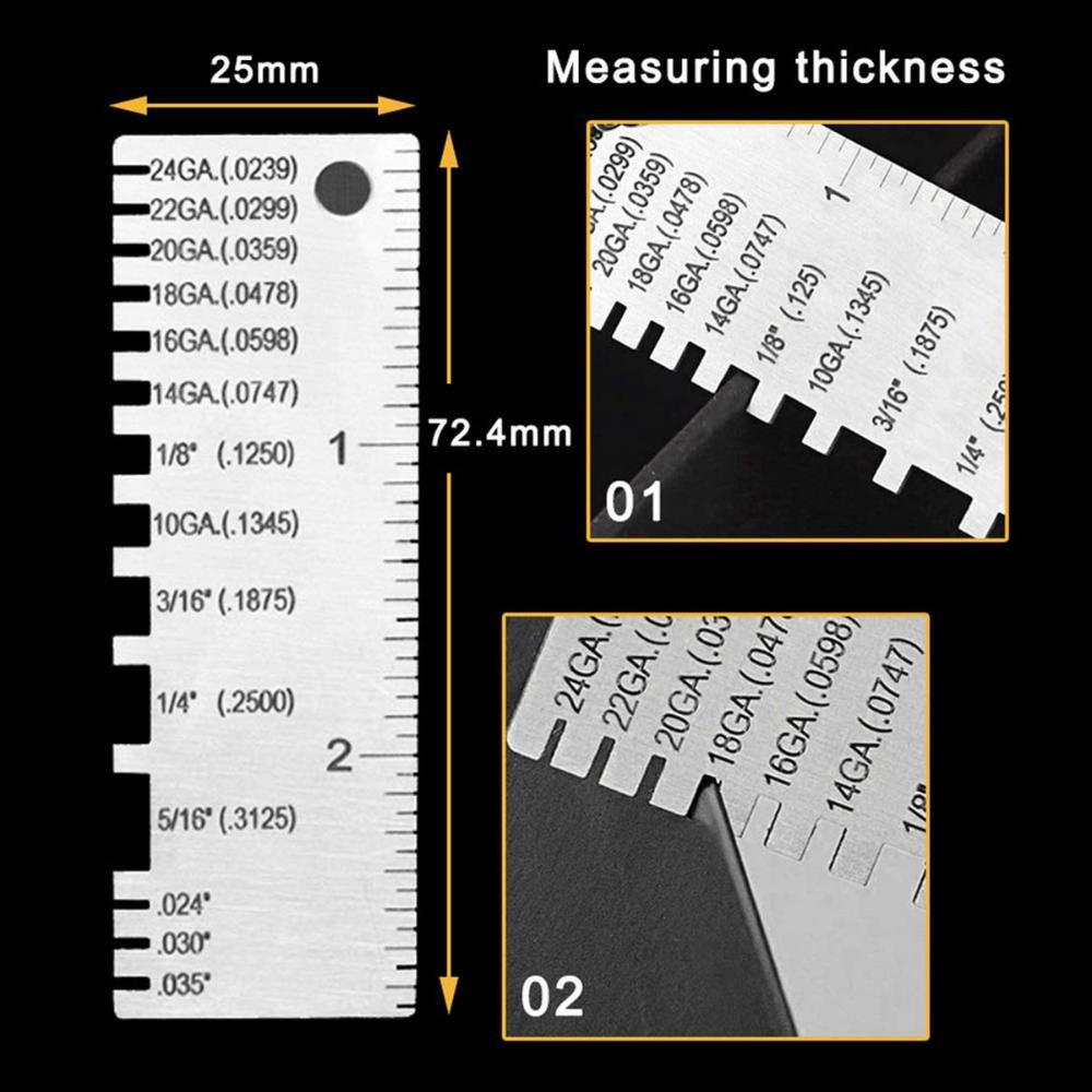 Stainless Steel Anti-rust Plate Ruler Wire Gauge Thickness Measurement Measuring Tool
