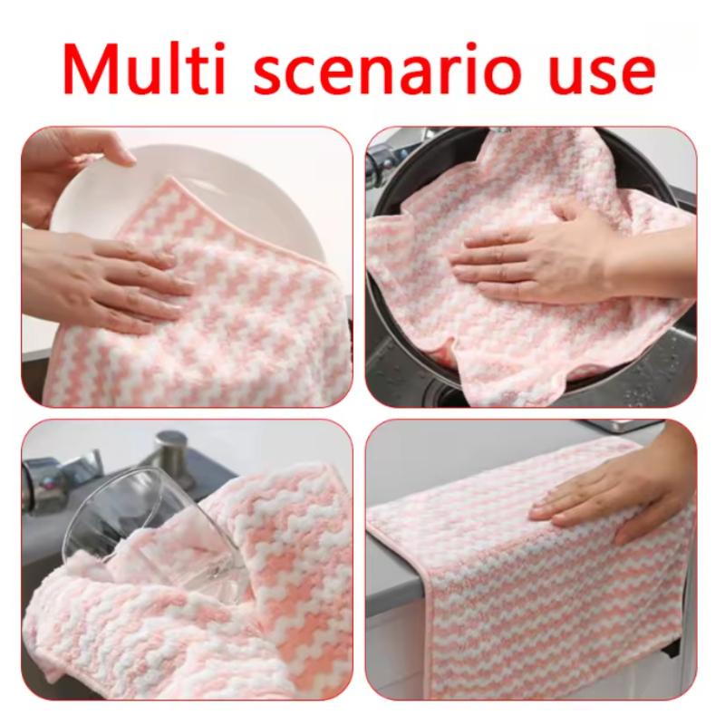 5/10pcs Kitchen Dishwashing Cloth Superfine Fiber Water Absorbent Cleaning Cloth Multipurpose Household Cleaning Tools Cloth
