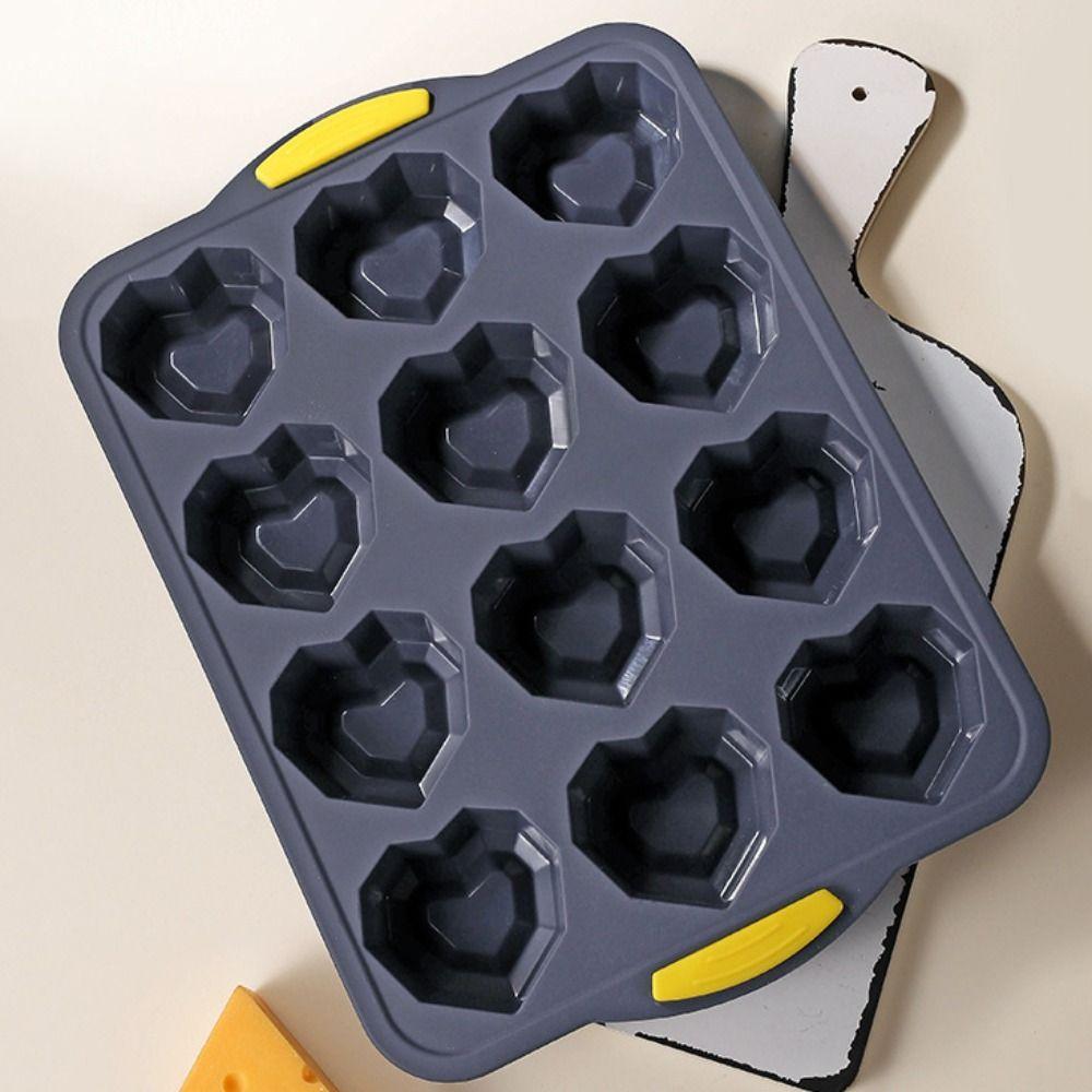 12-Cavity Silicone Cake Mold Non-stick Pudding Jelly Mold Flexible Chocolate Mold  Valentine Gift