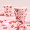 Süßes Erdbeer Einweggeschirr Set Erdbeer Thema Geburtstagsfeier Dekorationen Kinder Gastgeschenke Geschenk Mädchen Babyparty Zubehör