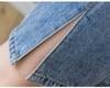 Women's High-Waisted Beaded Denim Mini Skirt - A-Line, Mid-Length with Slit, Slimming Bodycon Style, Perfect for Summer 2025
