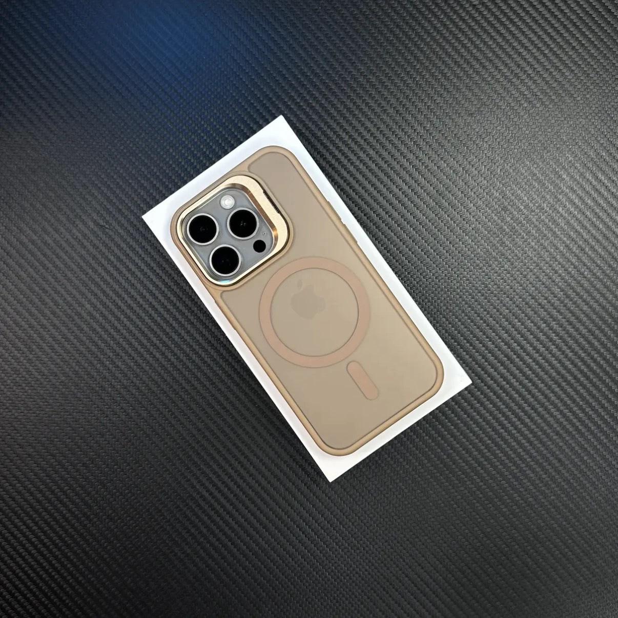 Cross-border compatible with iPhone 17 matte skin-feel magnetic invisible lens stand phone case, iPhone 16 protective case 15 iPhone 17