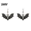 Fashionable Halloween Jewelry Sets Gothic Bat Accessory, Vintage Punk Necklace, Viking Detailed Wing Style Dangle Drop Earrings for Cosplay