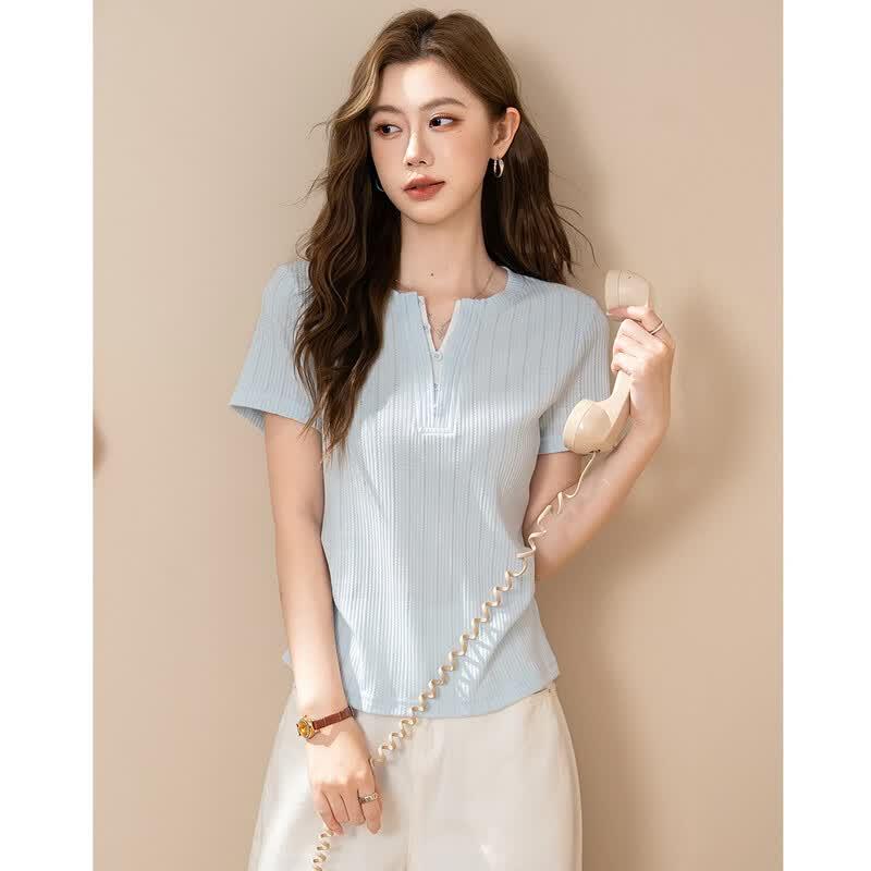 Demana Women's V-Neck Short Sleeve Summer T-Shirt