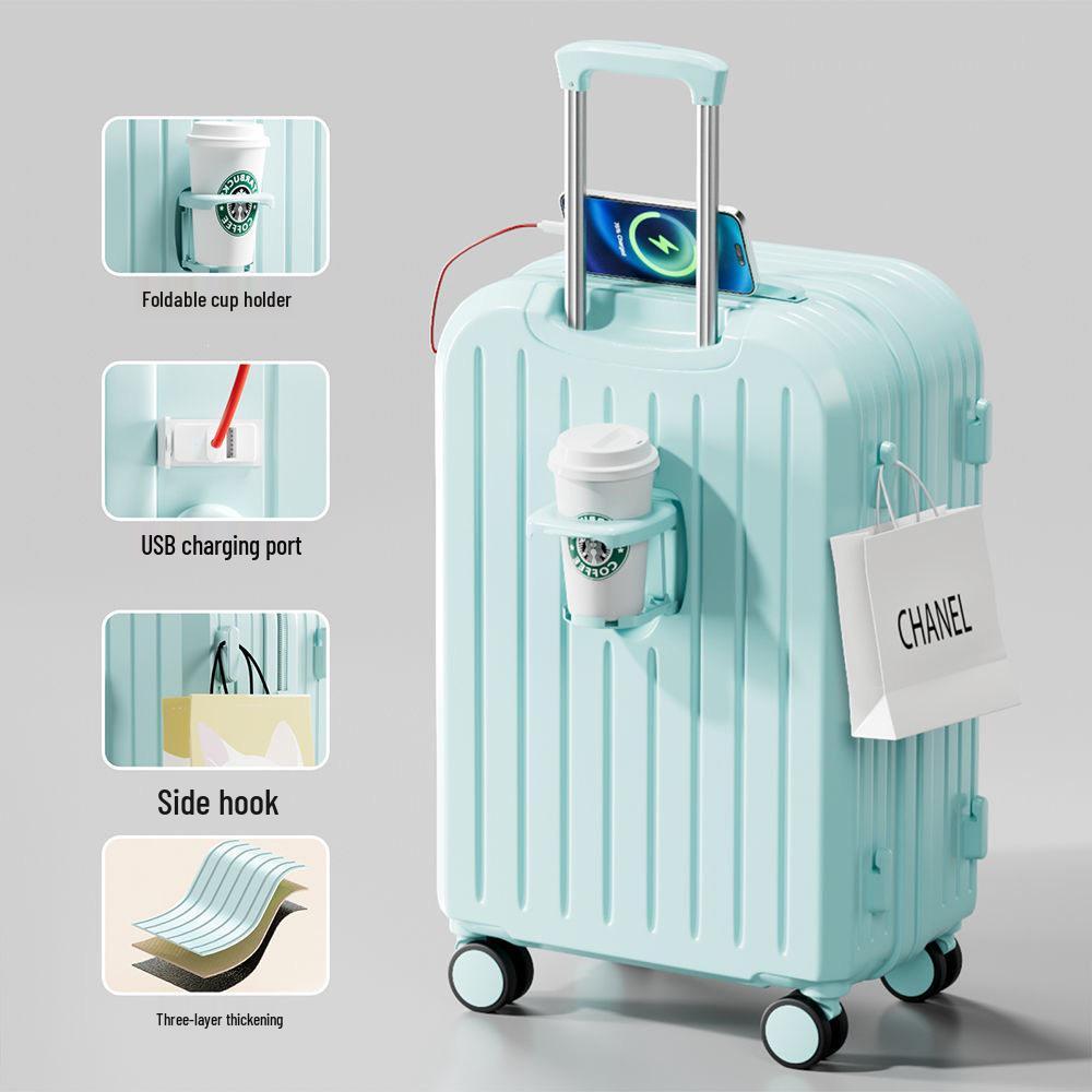New Style Ins Durable Multifunctional Student Suitcase with Large Capacity and Password Lock Spinner Wheels