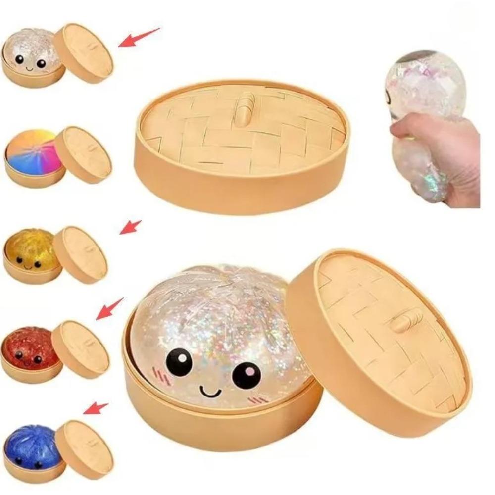 Giant Squishies Dumpling Bun Toy, Slow Rising Glitter Dumpling Stress Ball, Stress Relief Fidget Toy for Home Office Travel Toys
