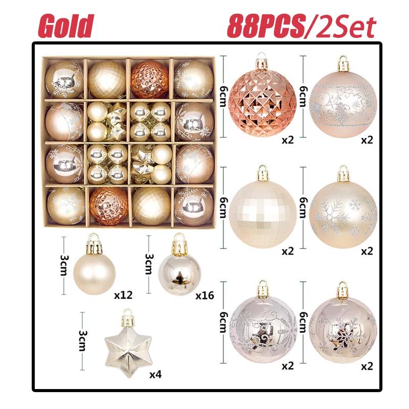 Merry Christmas Ball Ornaments Tree Hanging Pendants Set for Home Decoration Family New Year Celebration Party Decor