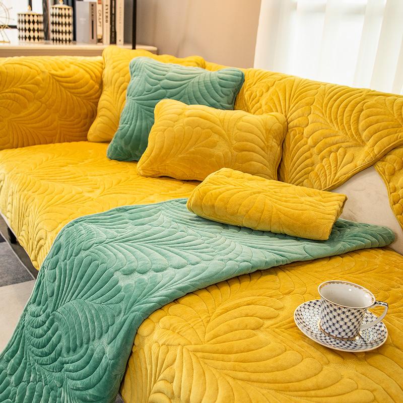 Milk Fiber Winter Plush Sofa Cushion Winter Thickening Cushion Shaped Simple Modern Full Cover Cloth
