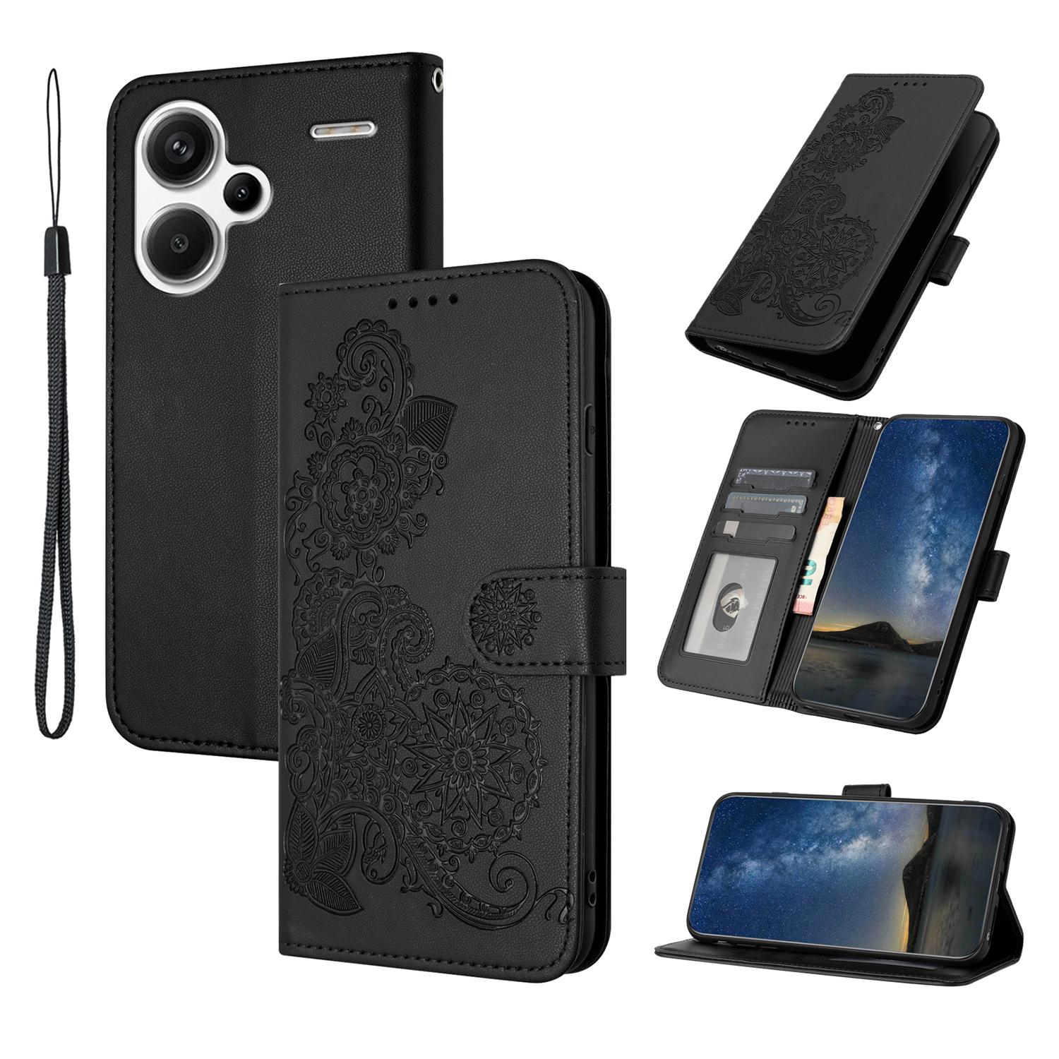 

Для Xiaomi Redmi Note 13 Pro+ 5G Чохли для телефону Шкіряний гаманець з квіткою мандали Мобільна кришка з ремінцем C