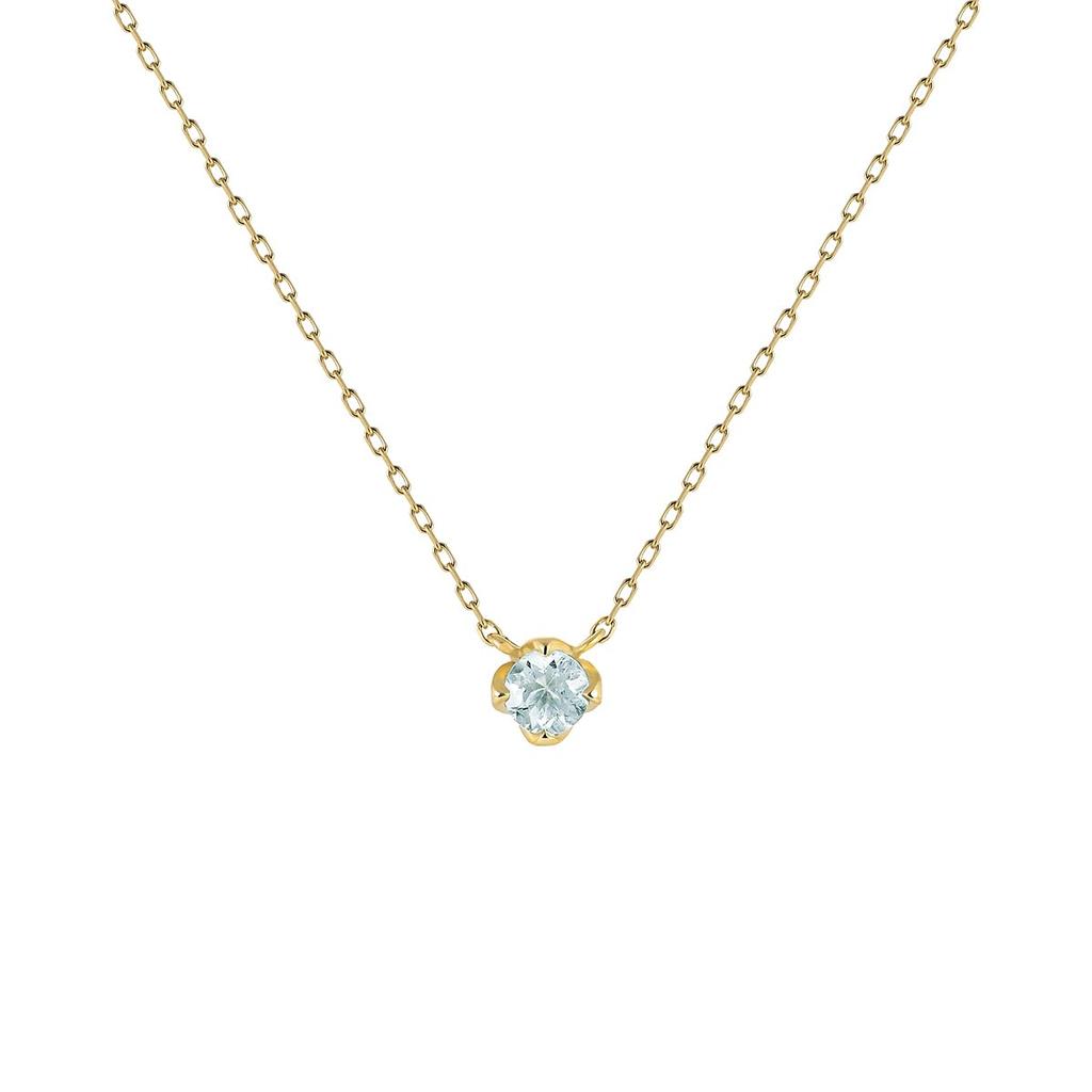 Official March Birthstone K10 Yellow Gold Solitaire Necklace with Birthday Gift for Jewelry Case Product 112536123018 4℃ Aquamarine, Women, Included,