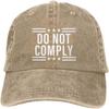Do Not Comply Slogan Washed Denim Baseball Cap Adjustable Casual Outdoor Visor