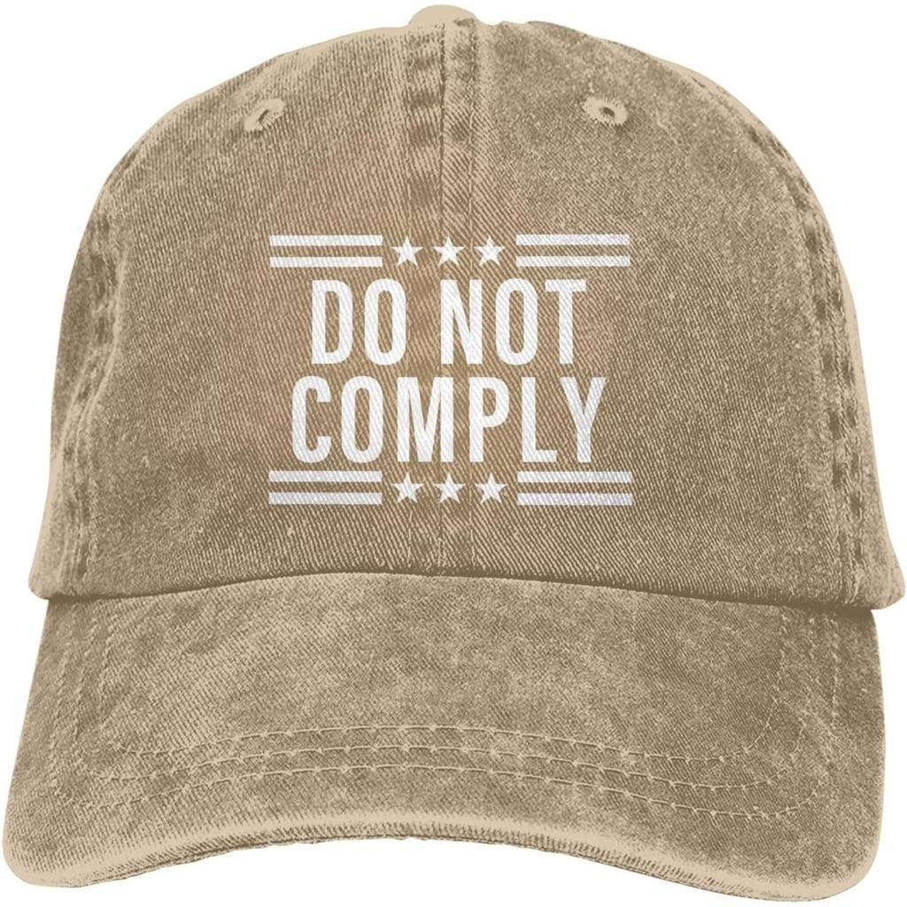 Do Not Comply Slogan Washed Denim Baseball Cap Adjustable Casual Outdoor Visor